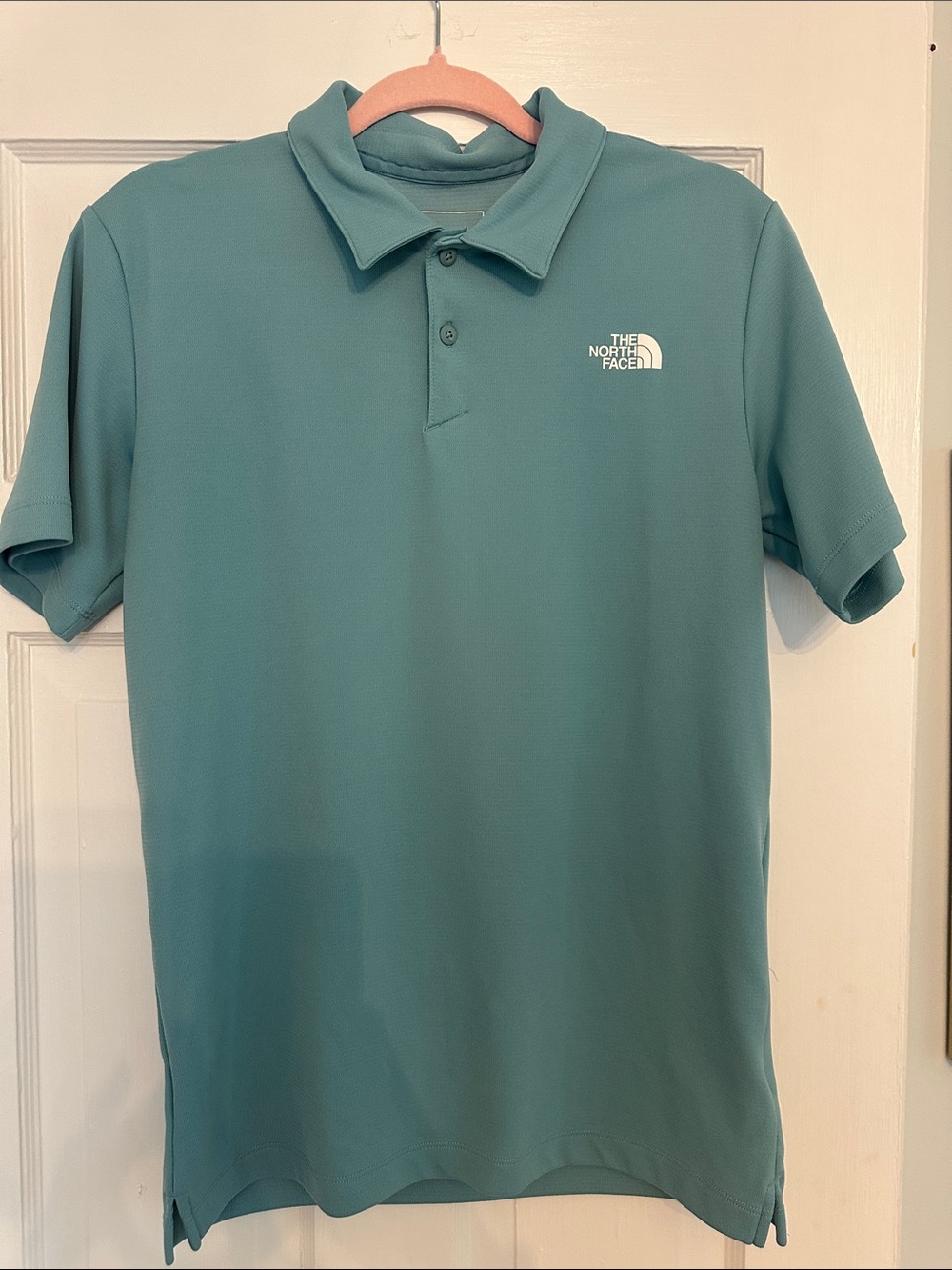 The North Face Men's Teal Green Polo Shirt- Small